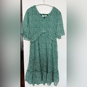 Green Floral A-Line Dress